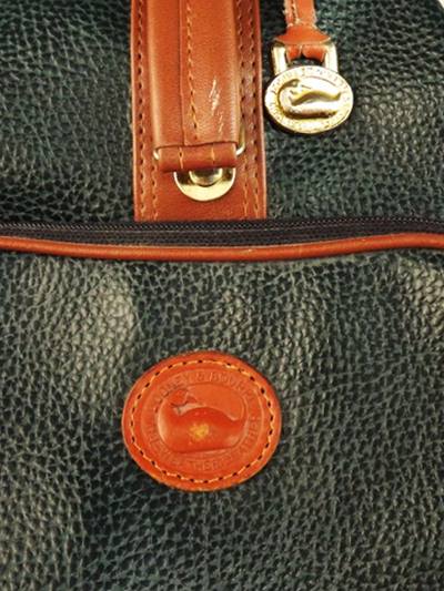 Vintage Dooney & Bourke Green and Saddle Leather Backpack