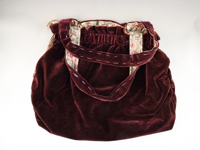 Vintage Bohemian Burgundy Velvet Handbag