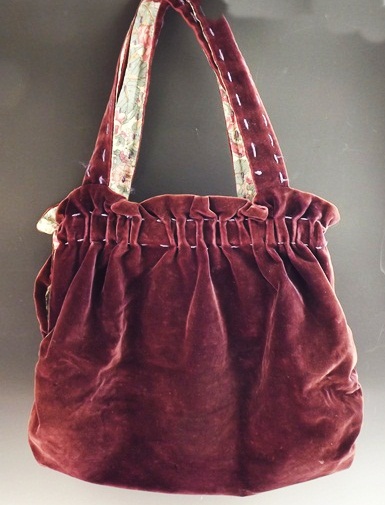 Vintage Bohemian Burgundy Velvet Handbag