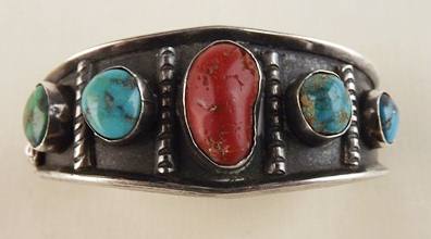 Vintage Silver and Turquoise Bangle Bracelet