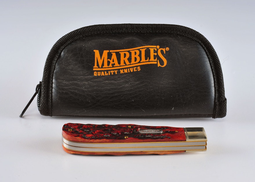 Marbles Quality Knives two blade stag handle knife with case