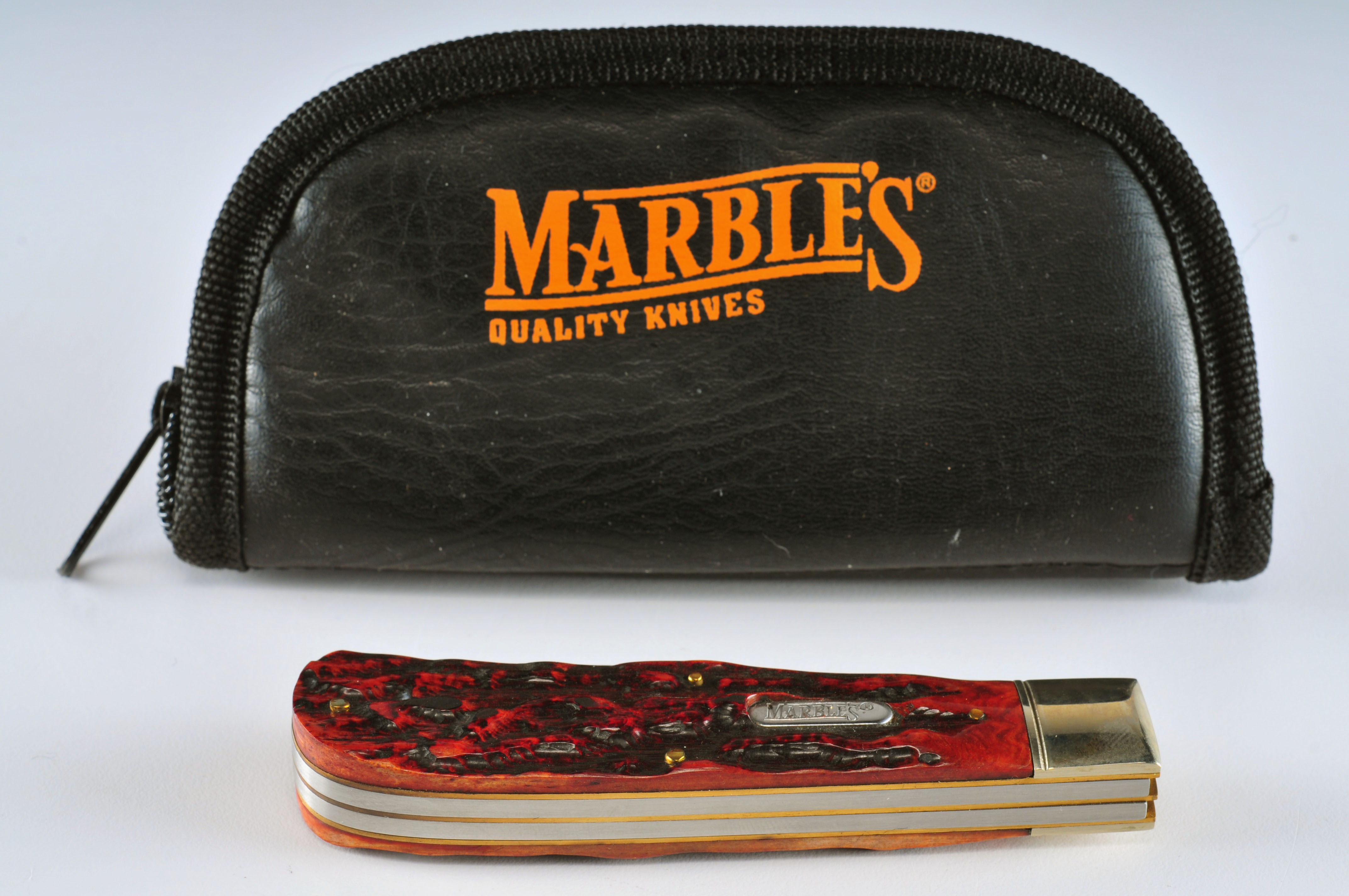 Marbles Quality Knives two blade stag handle knife with case