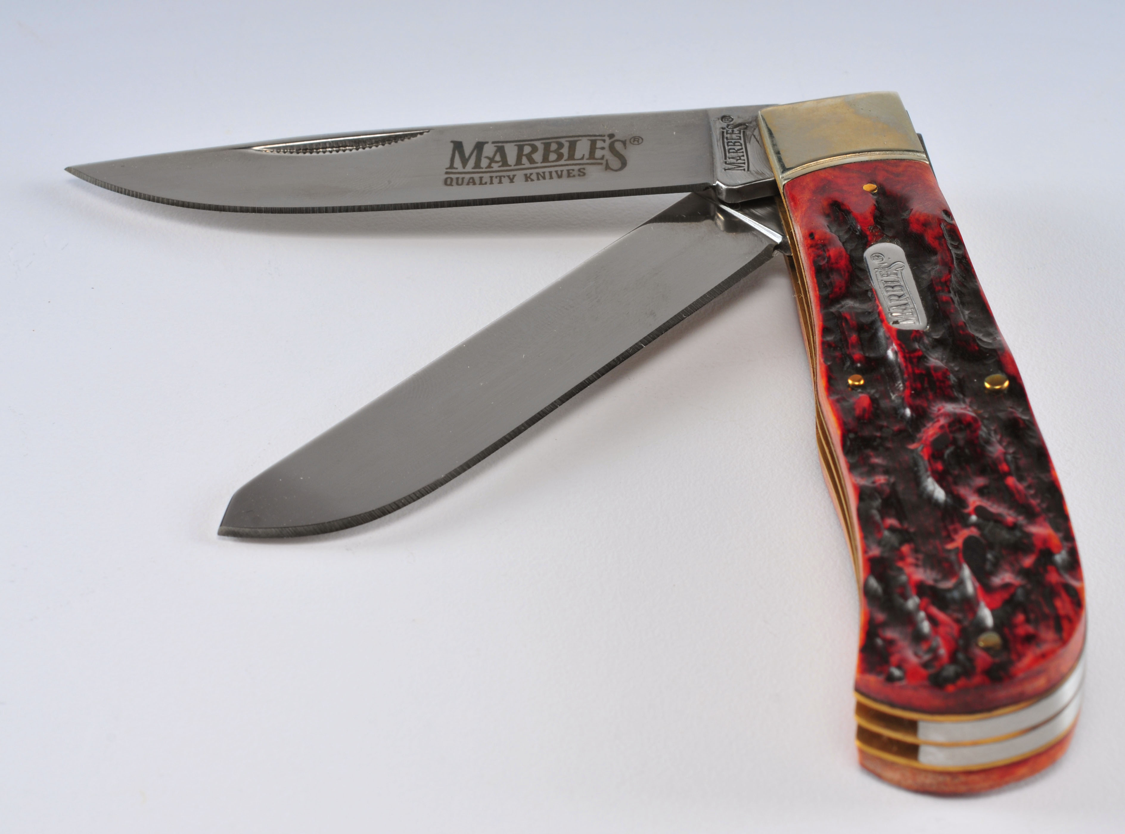 Marbles Quality Knives two blade stag handle knife with case
