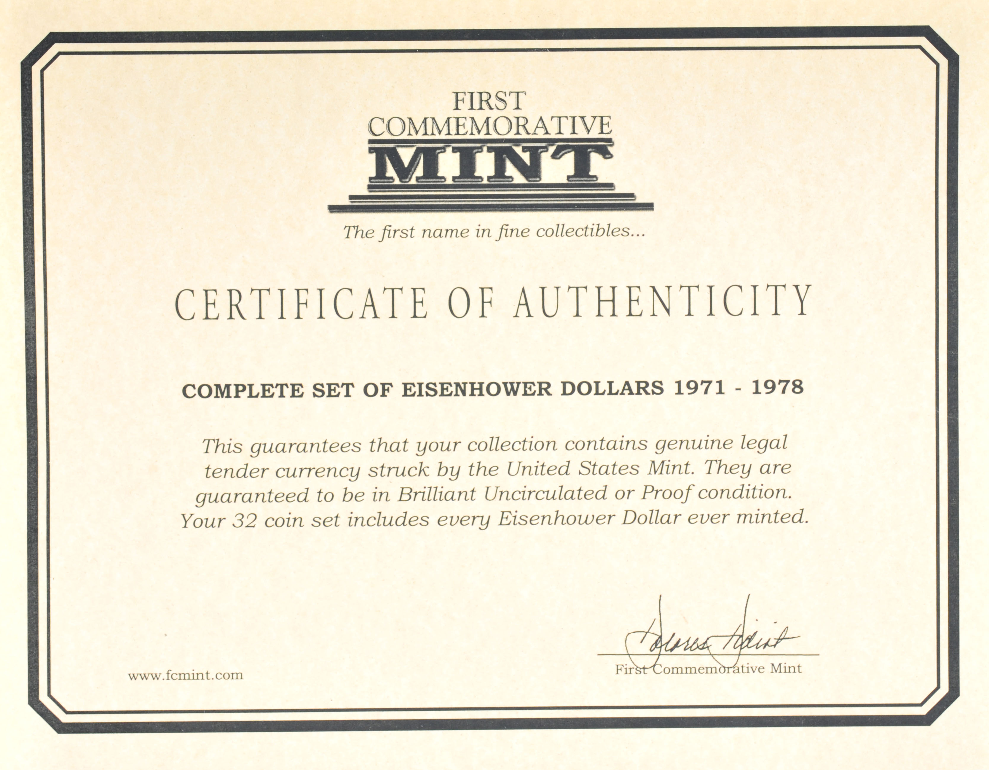 First Commemorative Mint Complete set of Eisenhower Dollars (1971-1978