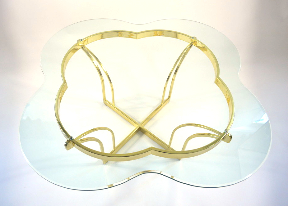 Glass and Brass Cocktail Table