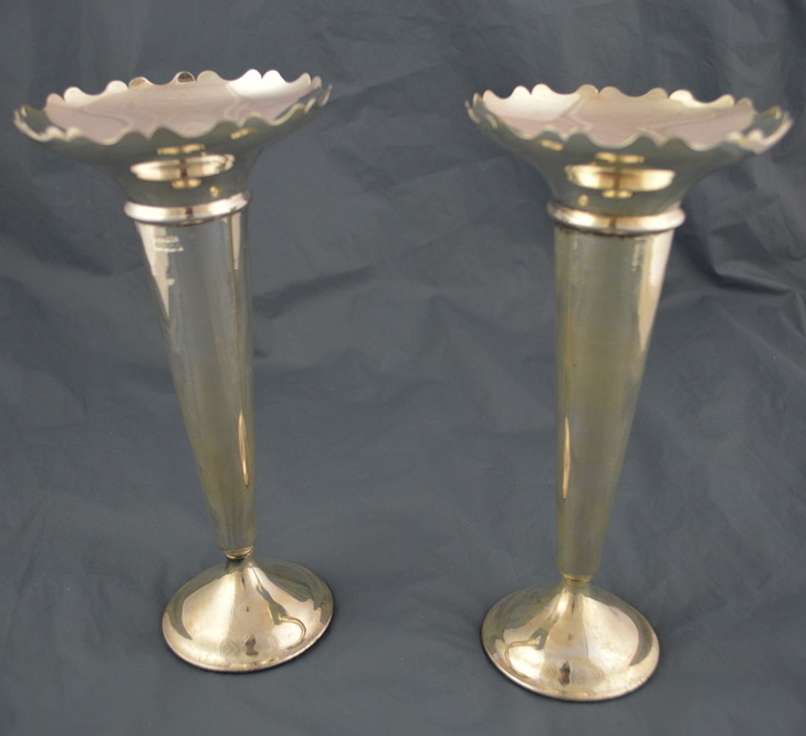 Silver- Plate Trumpet Vases 