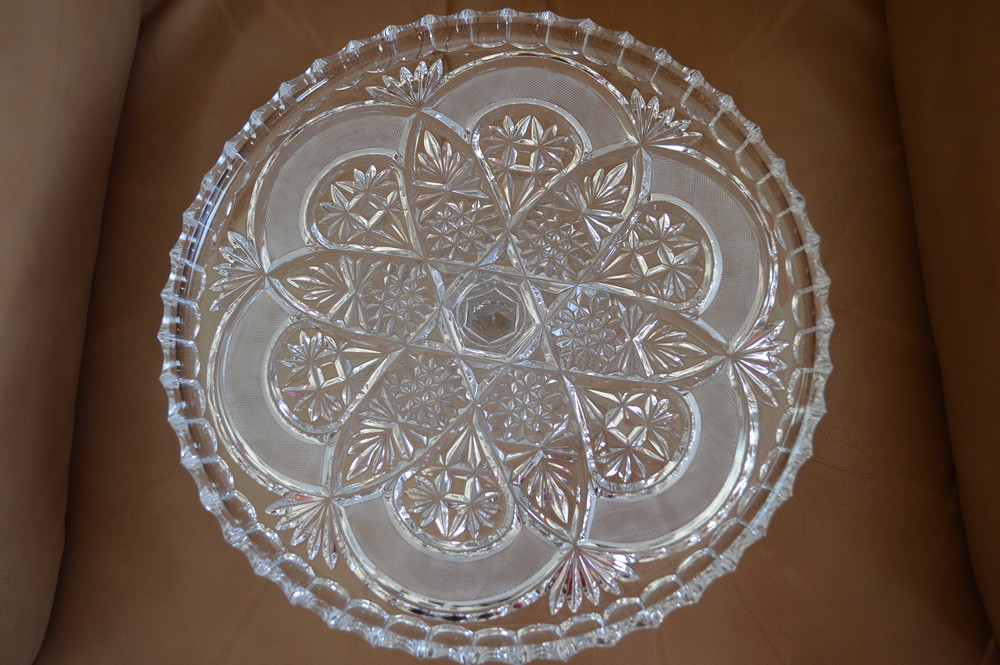 Vintage Pressed Glass Pedestal Cake Plate