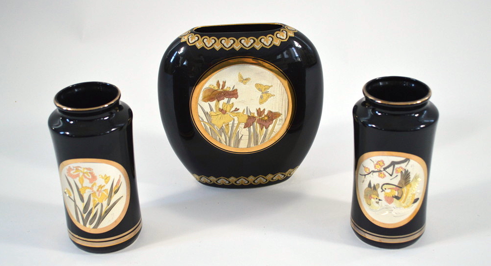 Three Japanese Chokin Vases