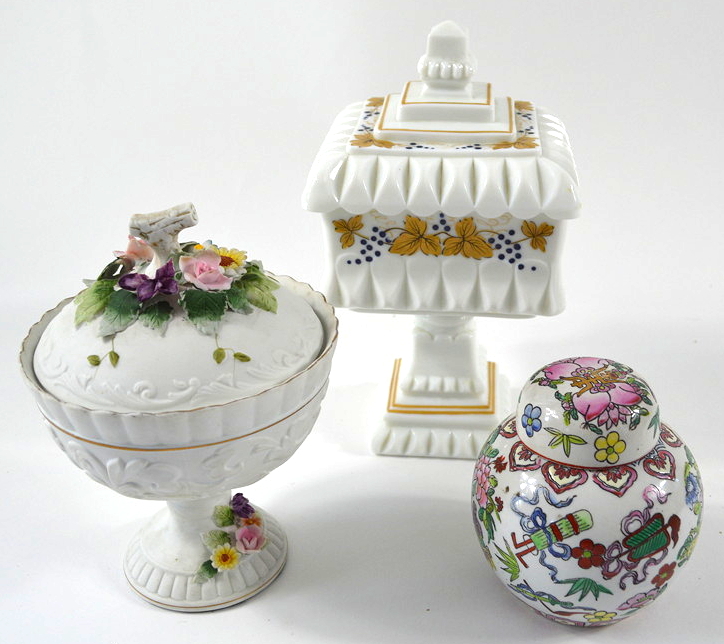 Three China Lidded Containers