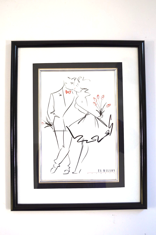 Two Framed Black and White Sketches