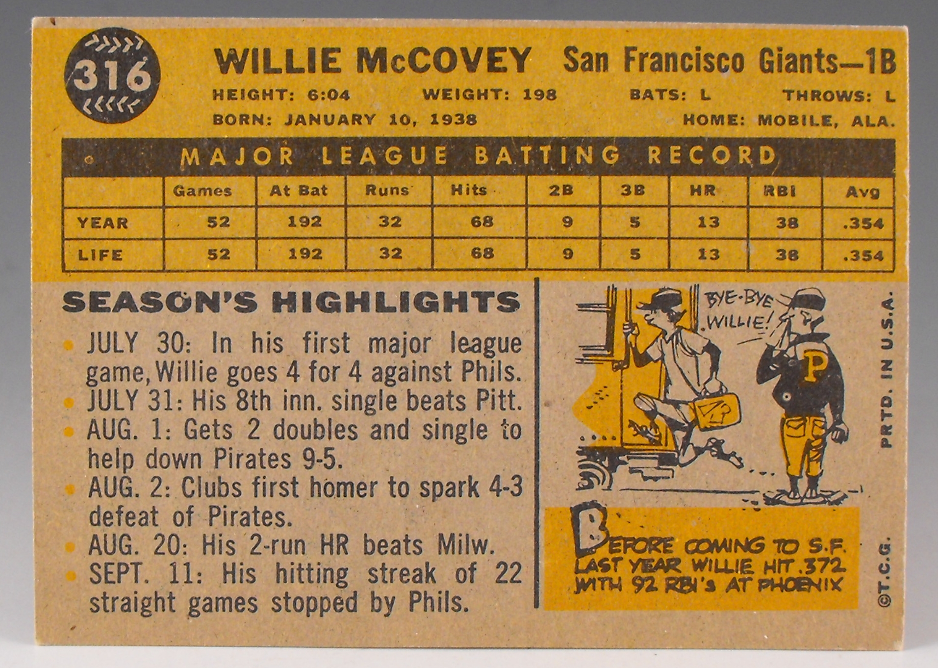 Willie McCovey rookie card