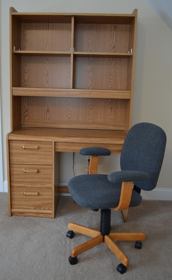 Contemporary Desk with Bookcase and Chair