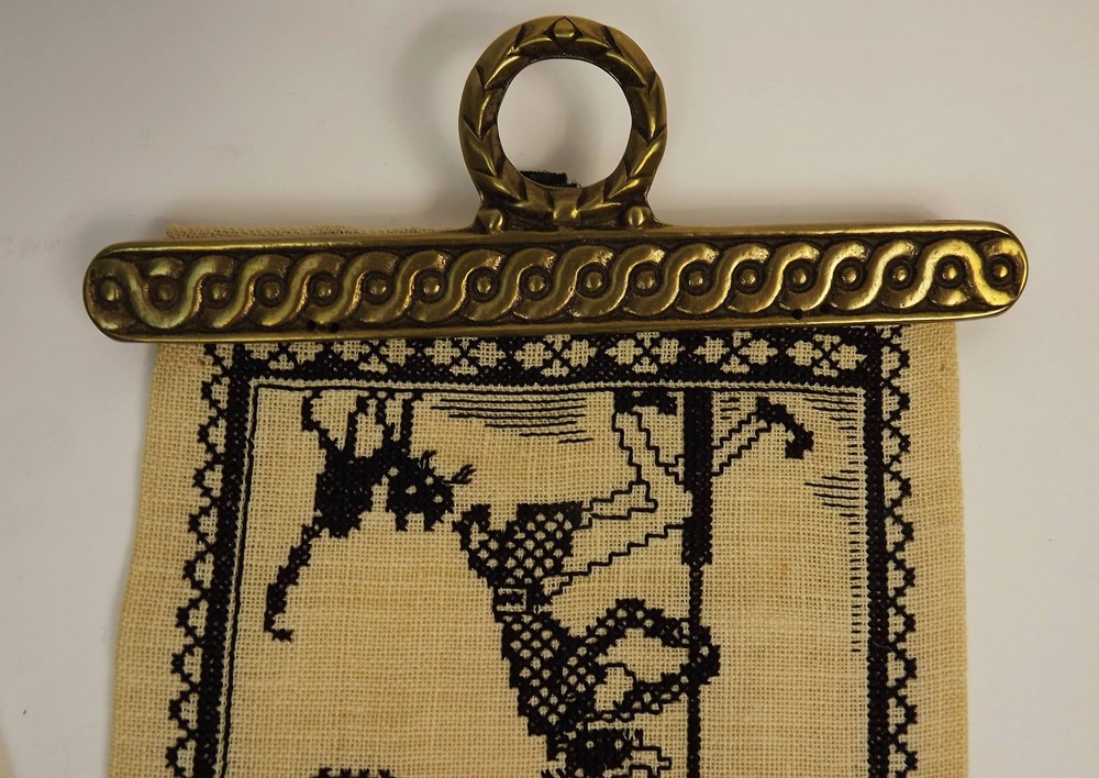 Cross Stitched Linen Bell Pull