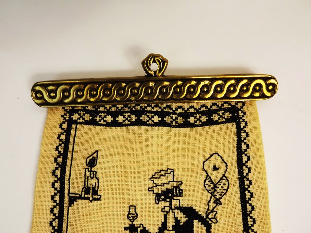 Cross Stitched Linen Bell Pull