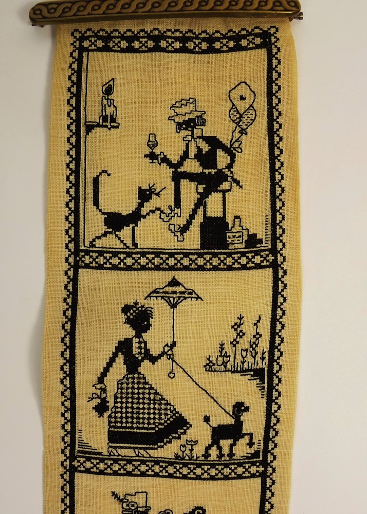 Cross Stitched Linen Bell Pull