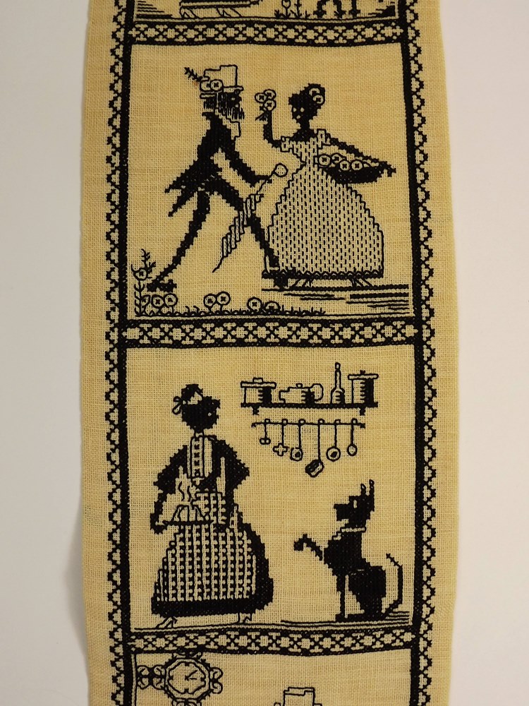 Cross Stitched Linen Bell Pull