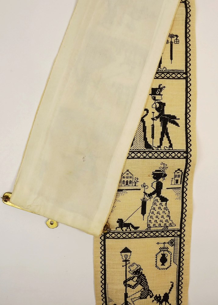 Cross Stitched Linen Bell Pull