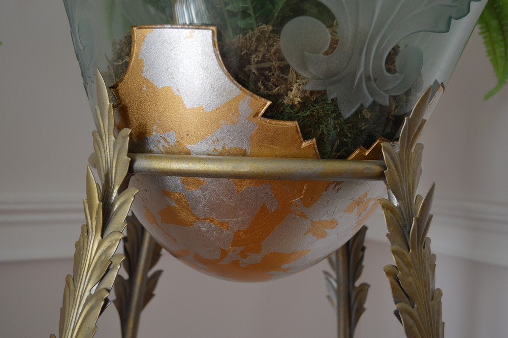 Plant stand with faux fern