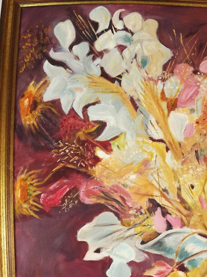 Original Floral Still Life Oil on Canvas by artist Beryl Jackson