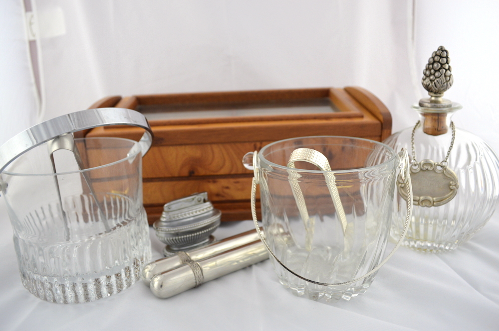 Display Case for Pens, Ice Bucket & Decanter