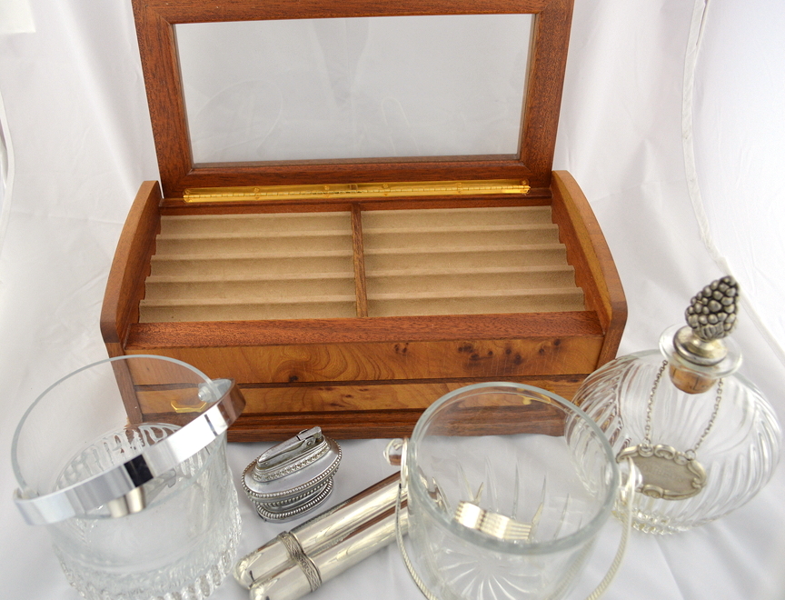 Display Case for Pens, Ice Bucket & Decanter