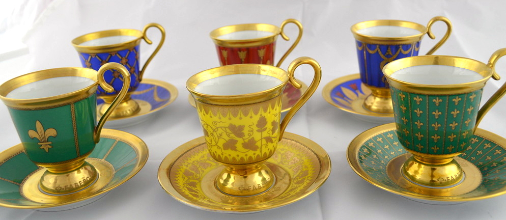 Fabergé Six Demitasse Cup & Saucer Set
