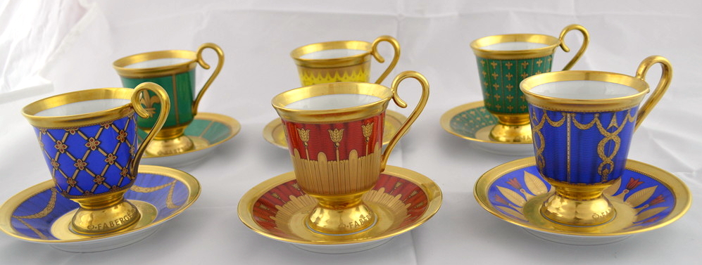 Fabergé Six Demitasse Cup & Saucer Set