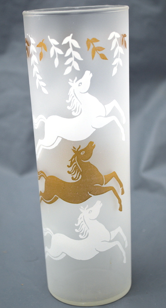 Eight Frosted Tall Glasses