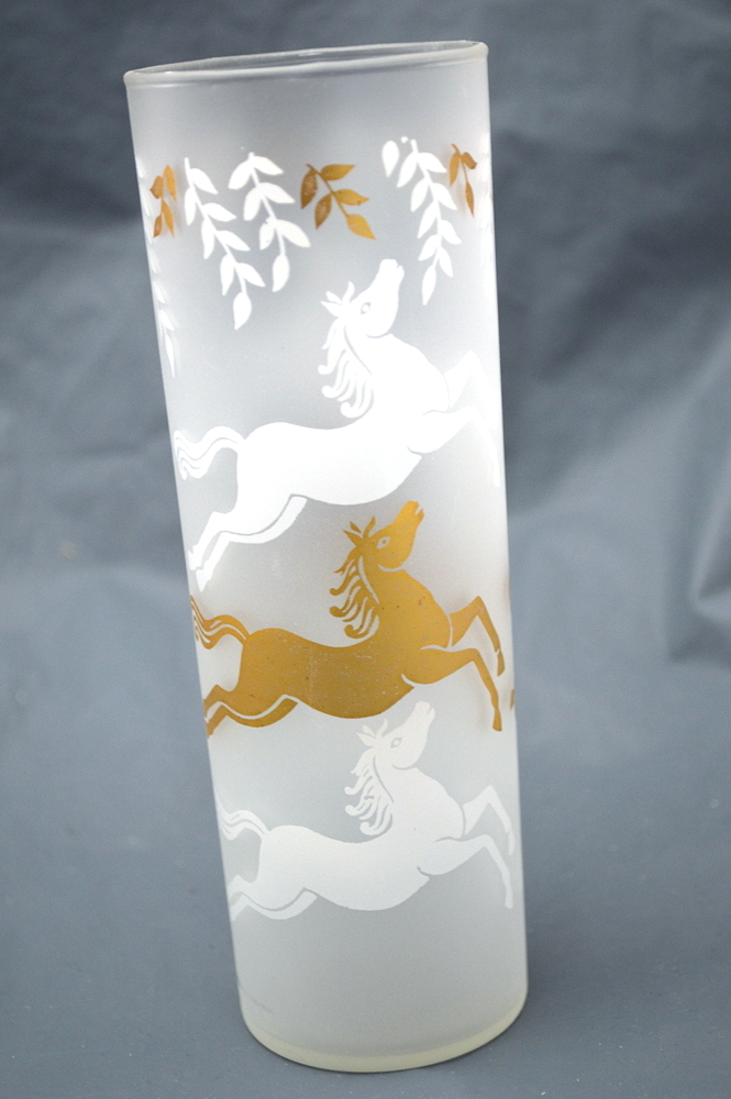 Eight Frosted Tall Glasses