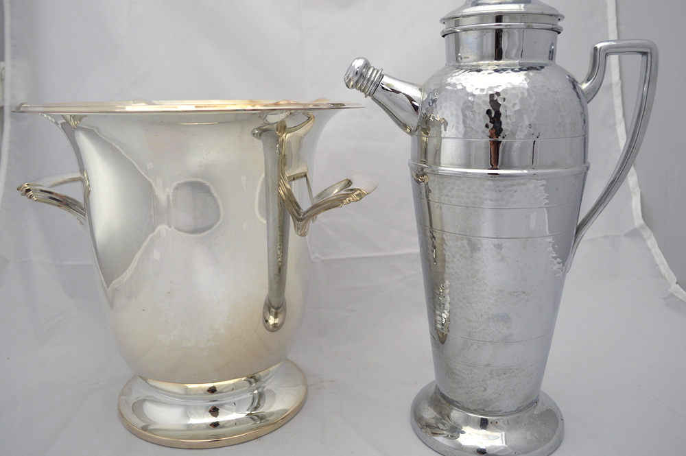 Silver Ice Bucket and Martini Shaker