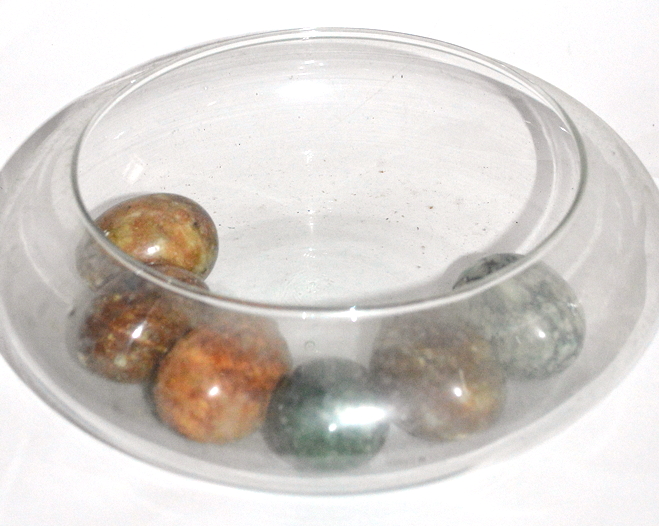 Italian Ceramic Vase and Flat Vase with Colored Eggs