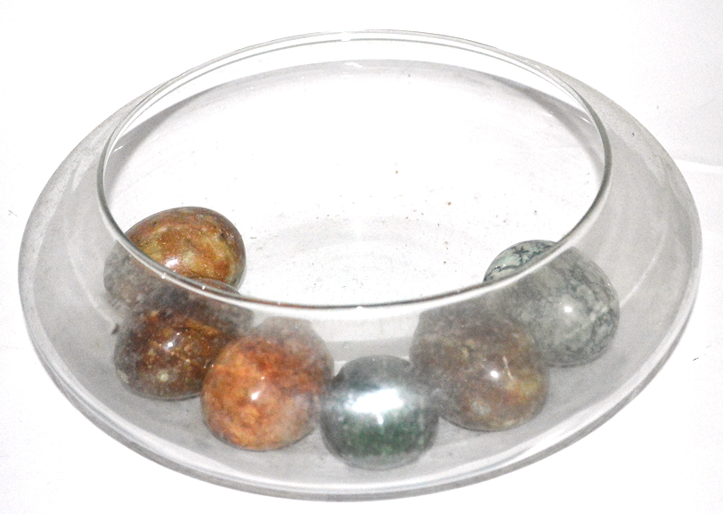 Italian Ceramic Vase and Flat Vase with Colored Eggs