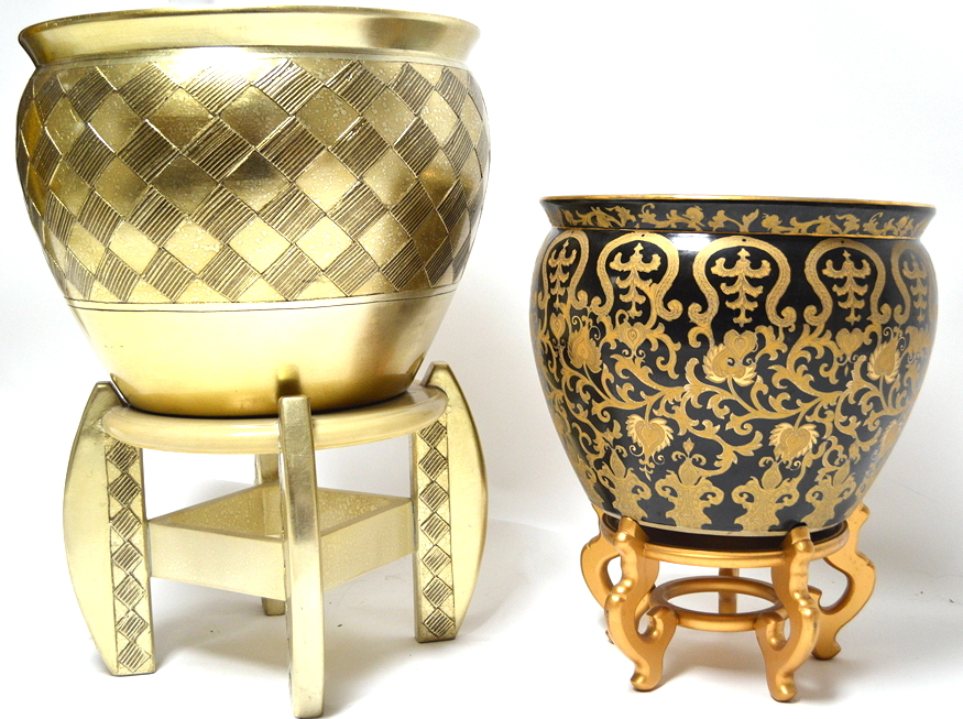 Formal Gold Planters with Stands
