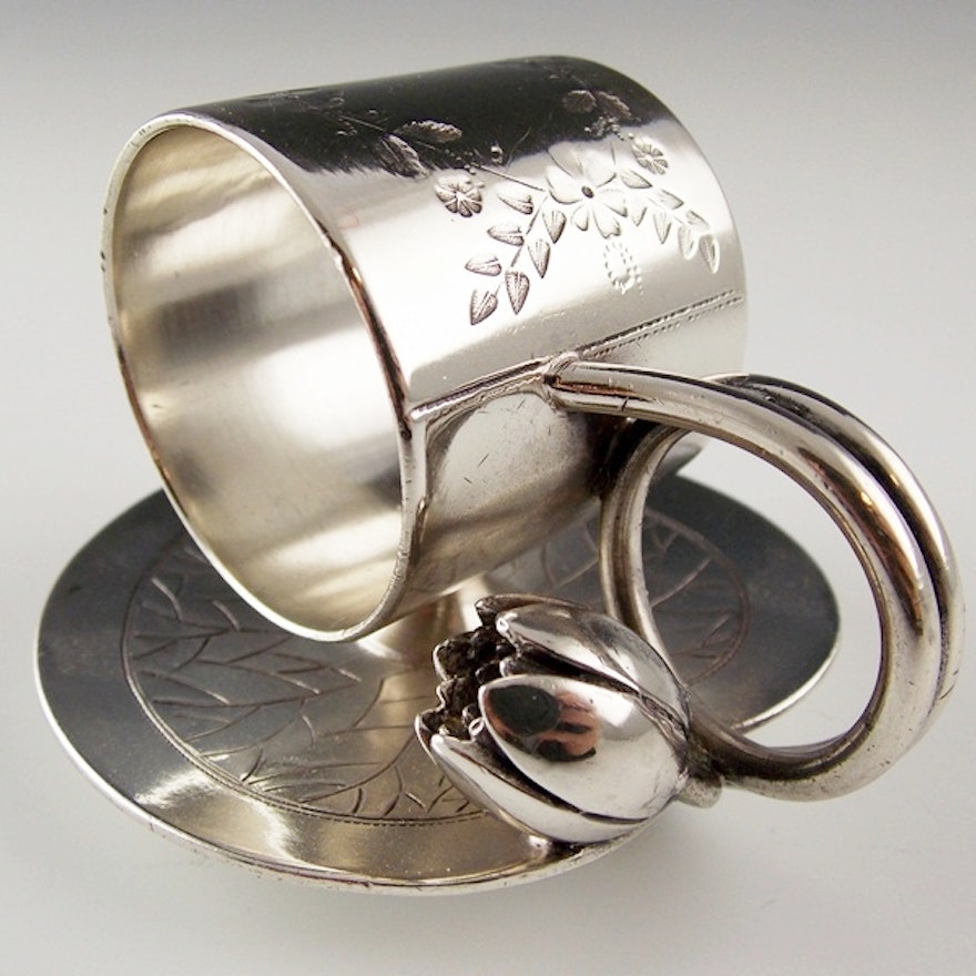 Victorian silverplated figural napkin ring