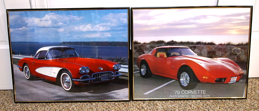 Four Framed Automotive Posters