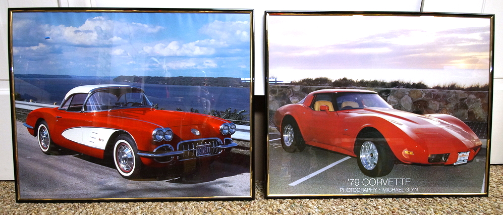 Four Framed Automotive Posters