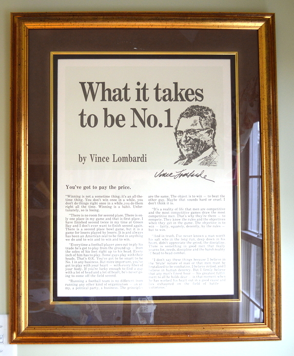 Vince Lombardi Framed Sketch & Quote