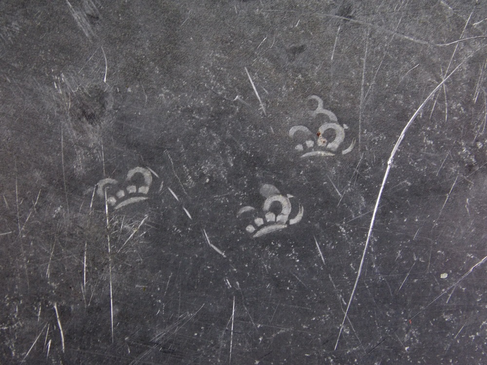 Pair of antique pewter children's plates