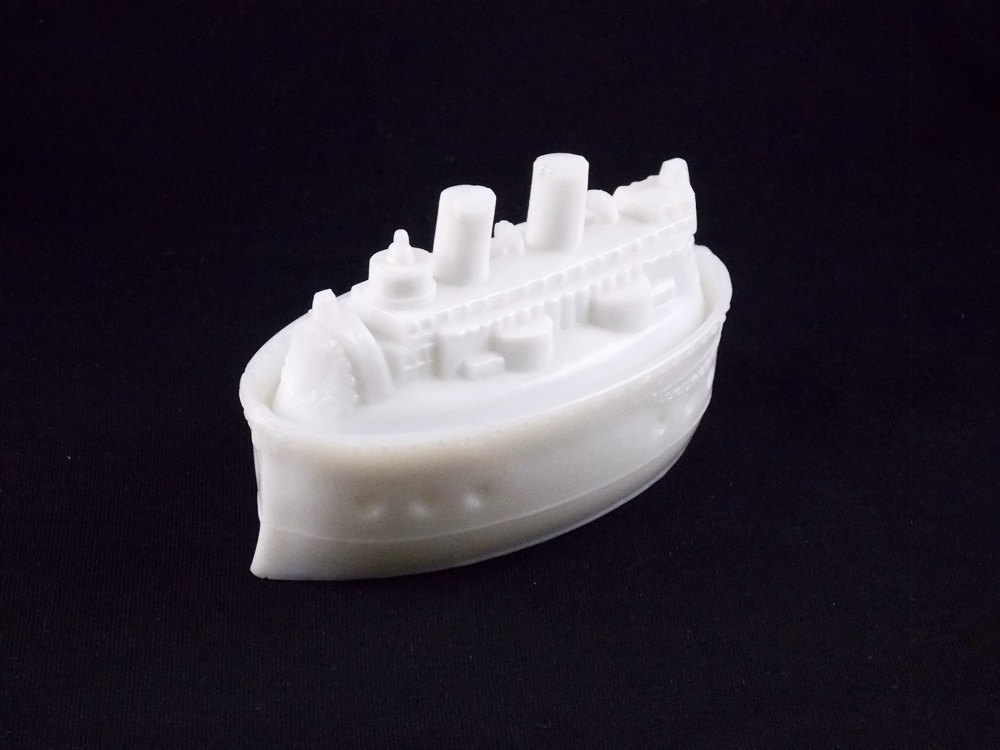 Rare antique Flaccus milk glass battleship