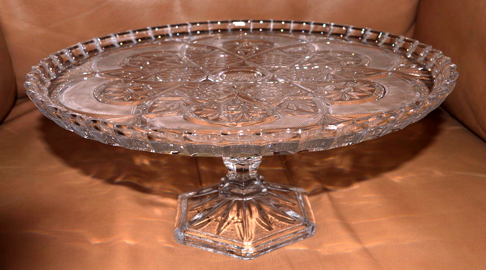 Vintage Pressed Glass Pedestal Cake Plate