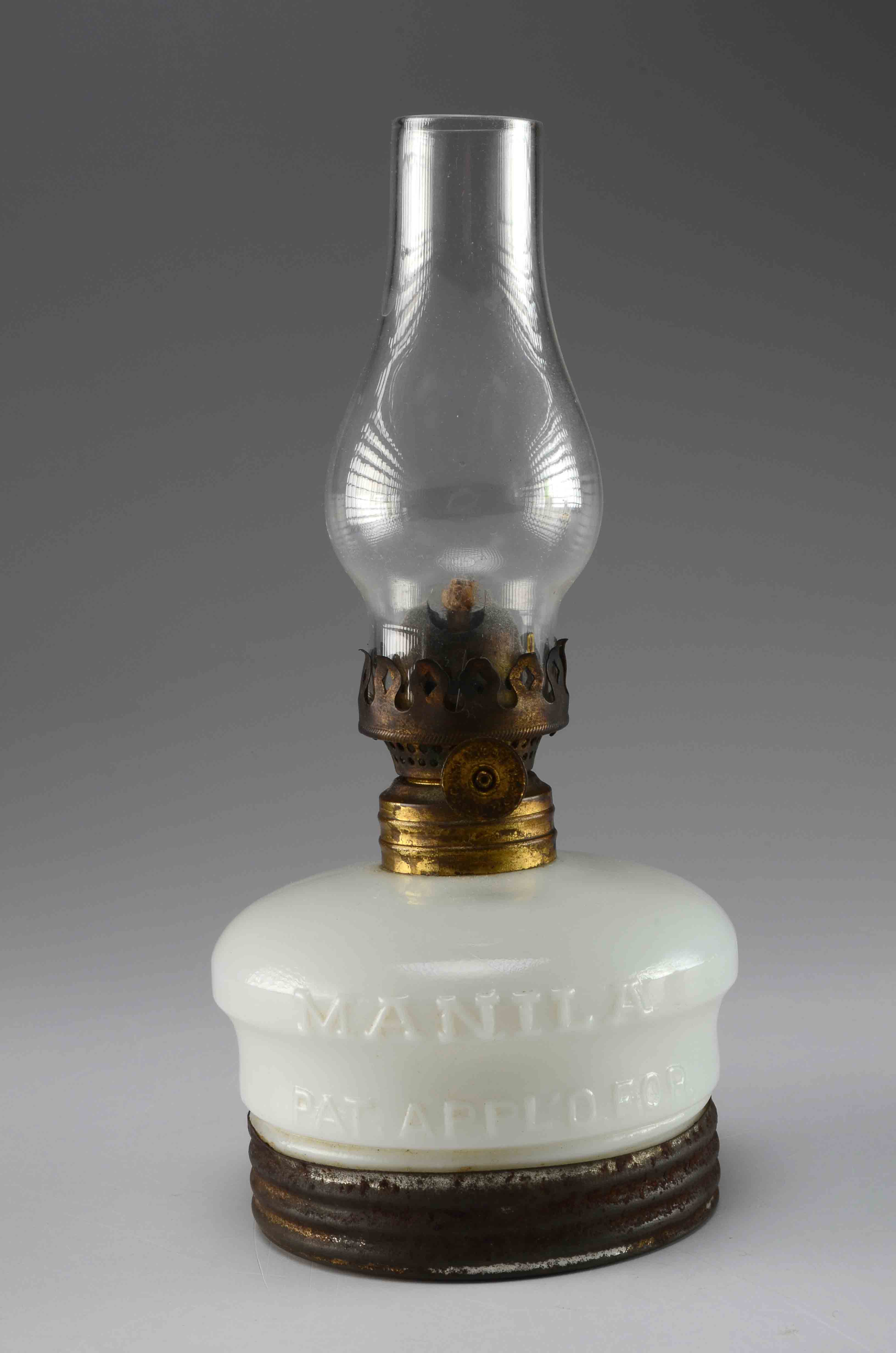  Circa mid to late 1800s. Trio of "Manila" oil lamps