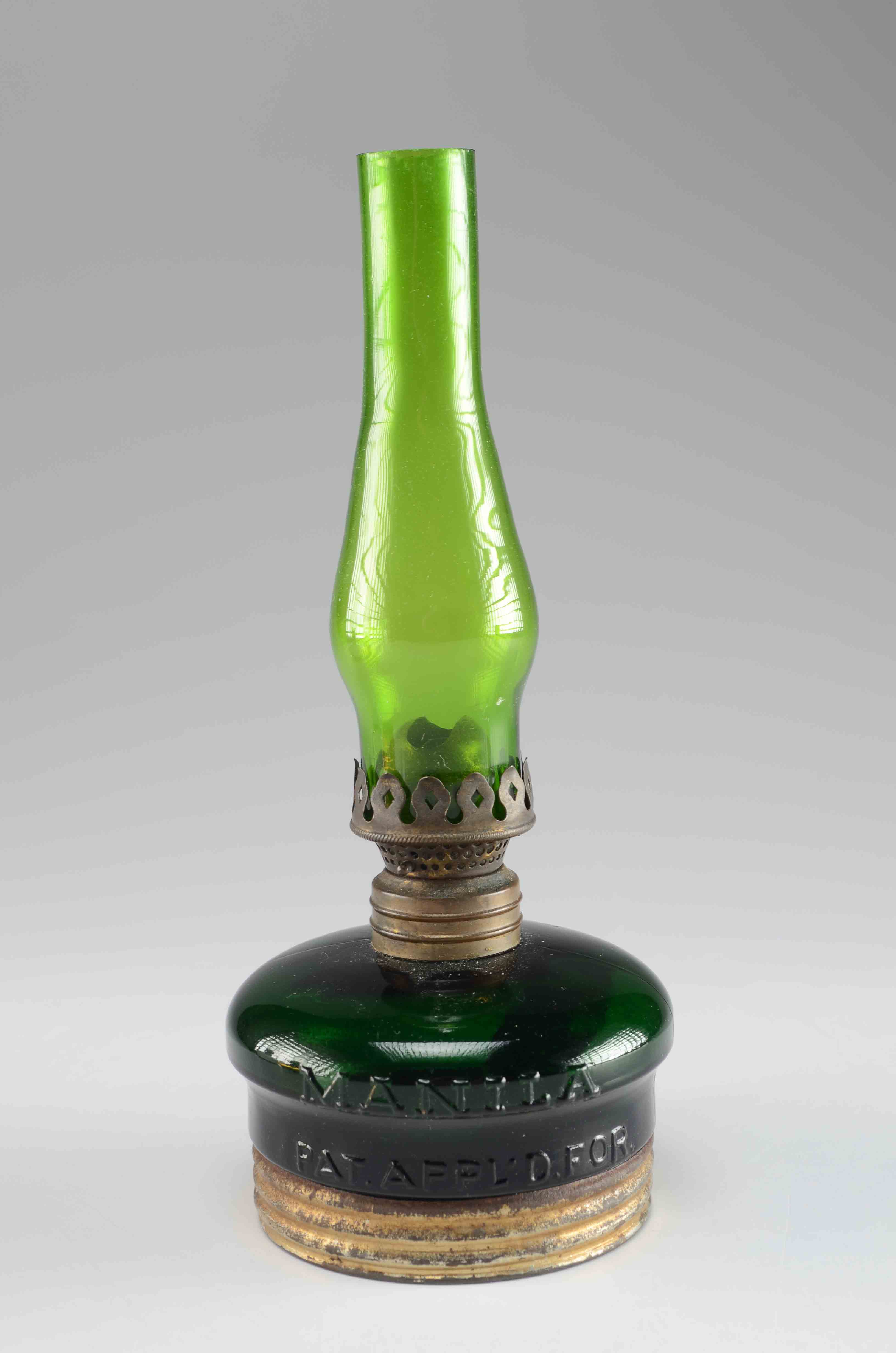  Circa mid to late 1800s. Trio of "Manila" oil lamps