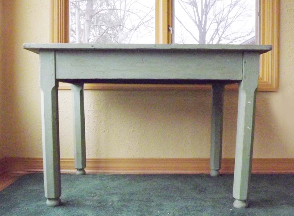 Primitive Green Painted Farm Table