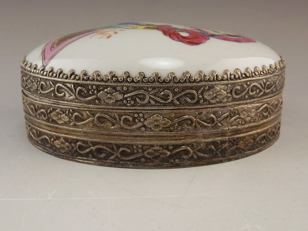 Asian Porcelain and Metal Trinket Box