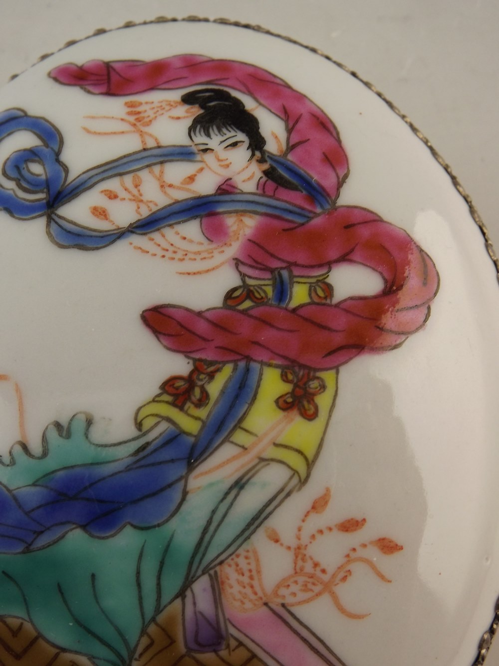 Asian Porcelain and Metal Trinket Box