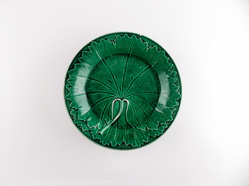 Antique Majolica green cabbage leaf plates