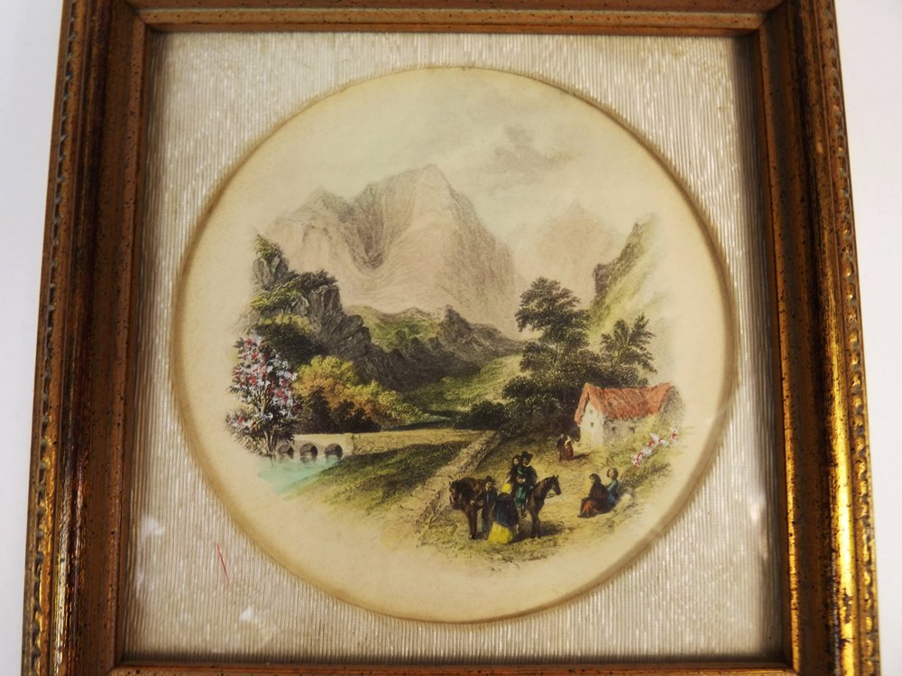 Four Vintage Sungott Hand Tinted European Engravings