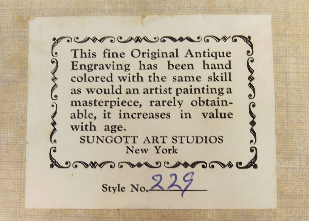 Vintage Sungott Hand Tinted Engravings