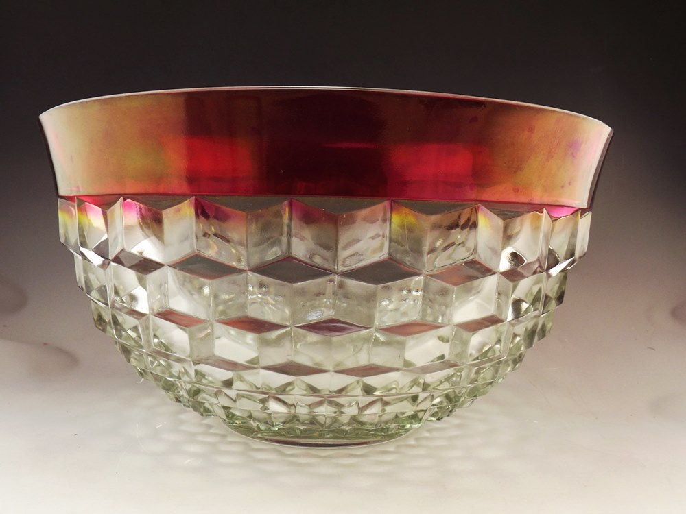 Indiana Glass Whitehall Colonial Ruby Flash Punch Bowl Set