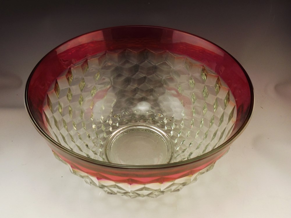 Indiana Glass Whitehall Colonial Ruby Flash Punch Bowl Set